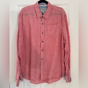 Macy’s Report Collection 100% Linen Red Long Sleeve Button Down $98 - XL